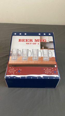 America 250 Glass Beer Mug Set of 4 NEW