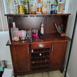 Brown Hutch with Wine Rack