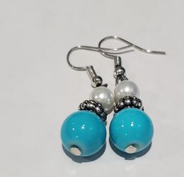 Blue And White Earrings