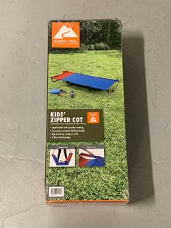 New - Ozark Trail Kids Zipper Cot Folding Child Camping Bed 55"x24"x6'' Up 110LB