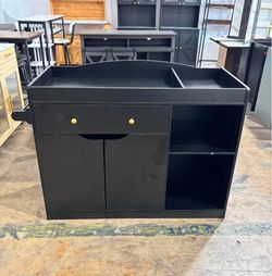 Nursery Dresser for 2 Drawers & 2 Open Drawers Easy to Reach Items, Black(Missing the bottom drawer)