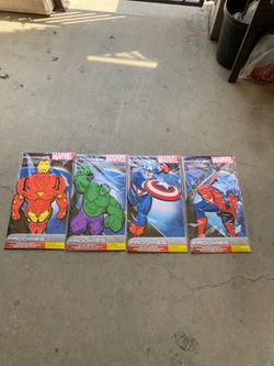 4 Marvel Froomies They are approximately 17 inches tall and about 10 inches w $10 each or 30 for all 4
