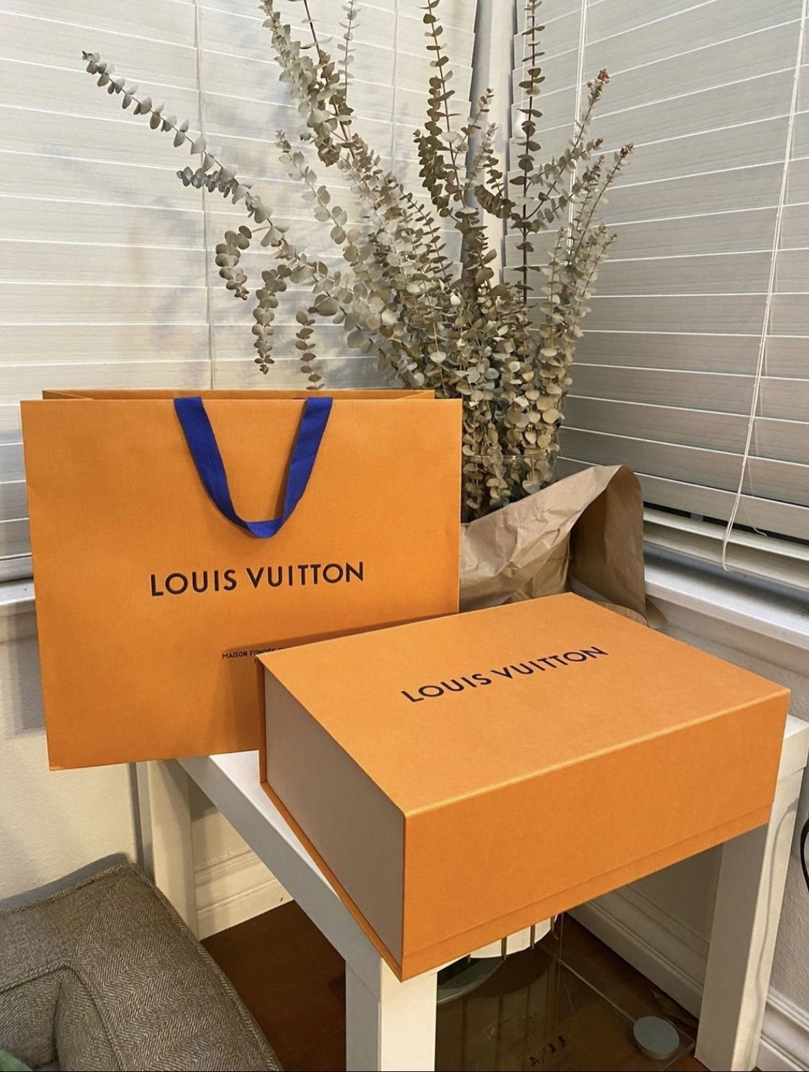 Large Louis Vuitton box with ribbon and gift cards. - Depop