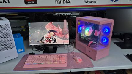 Pink RGB Gaming PC Desktop Setup Mega KIT +75games +Pink Gaming gear