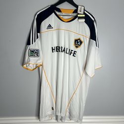 LA Galaxy 2010 2011 Home Jersey Mens XXL White Adidas MLS Los Angeles NWT