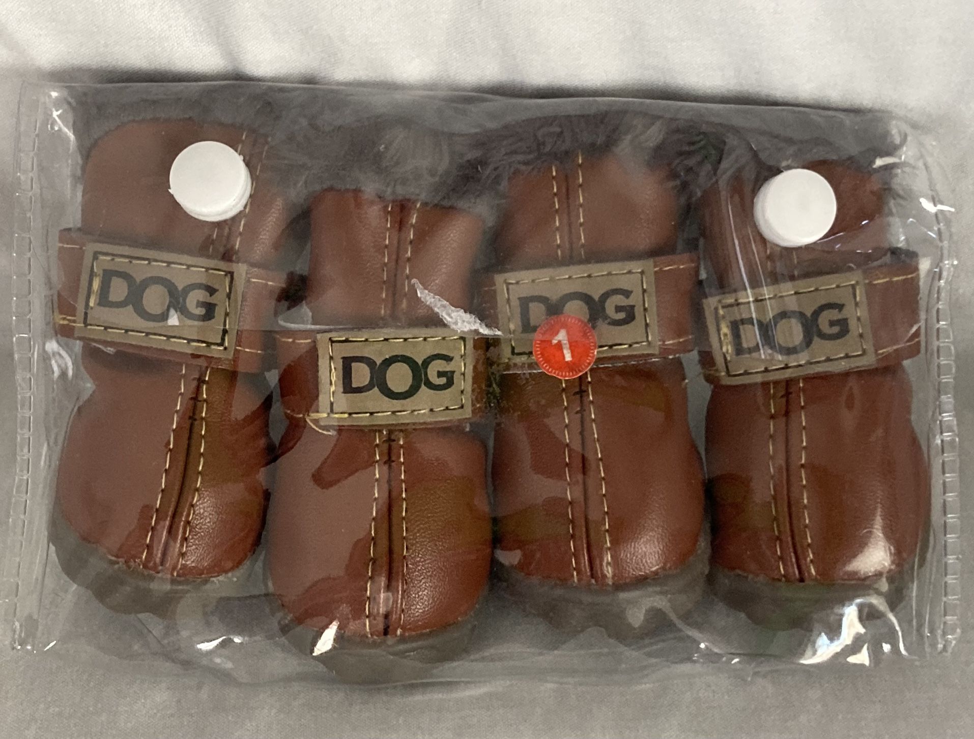 Brand New DOGS Brand Size 1 Dog Winter Strap On Outdoor Fur Like Lined Pet Shoes Boots Booties
