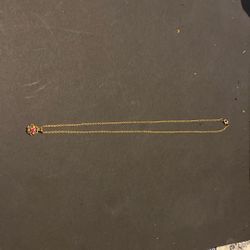 Gold Plated Women’s Necklace With Ruby In The Charm