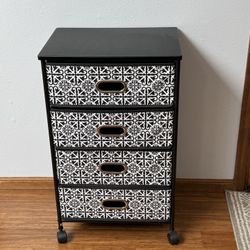 4 - Drawer Fabric Dresser Storage on Wheels