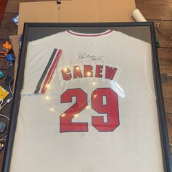 Rod Carew Autographed Jersey In Frame Signed