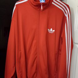 RED ADIDAS TRACK JACKET WITH TURTLE NECK!!