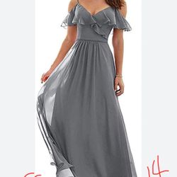 Gray Formal Dress, Prom, Bridesmaid Dress 