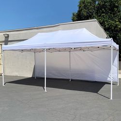 (New) $205 Heavy Duty 10x20 ft Instant Popup Canopy Shades with (2) Sidewalls