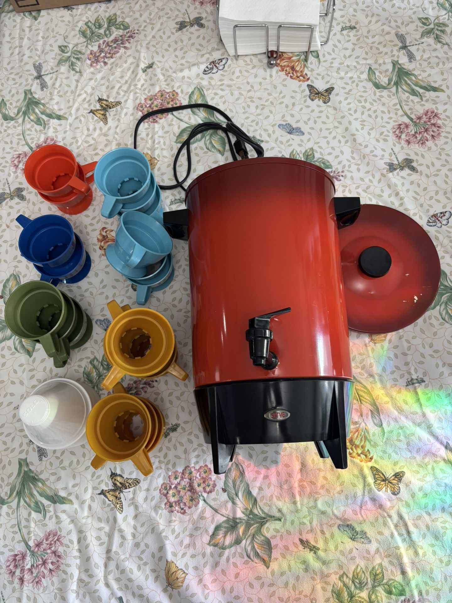 Vintage Westmark Red Coffee Maker & cup holders