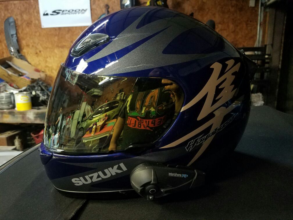 Hayabusa clean helmet and jacket .