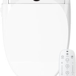 Electric Bidet Toilet Seat with Wireless Remote and Side Panel, Multiple Spray Modes, Adjustable Heated Seat, Warm Water and Air Dryer, Auto LED Night