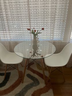 Mid Century Modern Glass Table and 2 Chairs