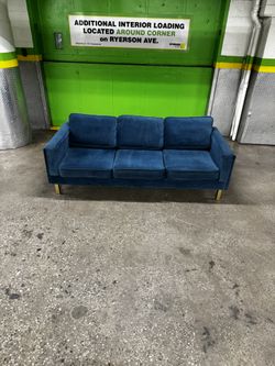 87” Blue Velvet Sofa – Modern Glam Style - FREE DELIVERY