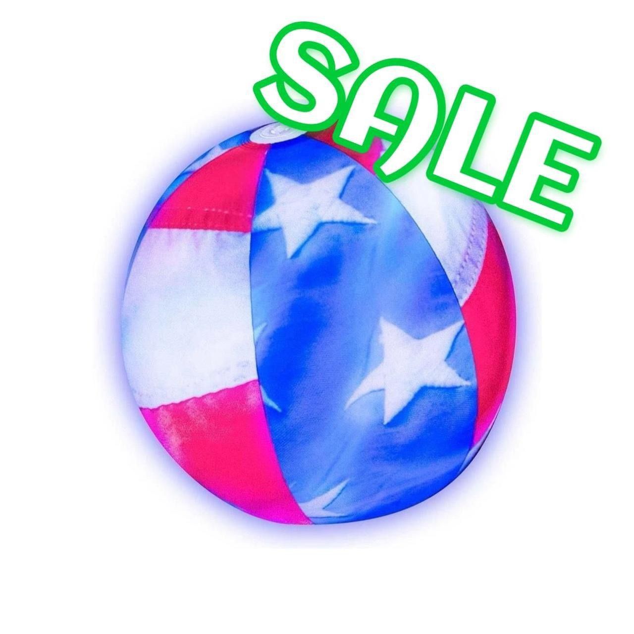 🆕 PoolCandy Stars & Stripes Illuminated LED Jumbo Beach Ball NEW Jumbo