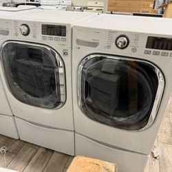 LG mega capacity washer and dryer set electric with warranty
