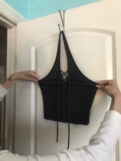 grey halter crop top