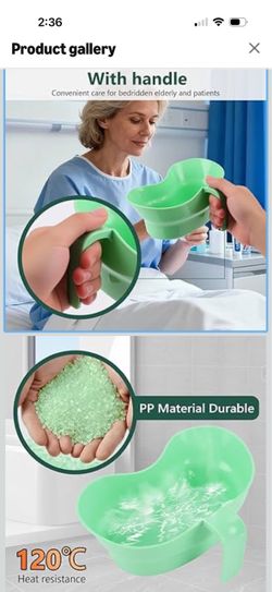 Emesis Basin with Wide Mouth & Handle - Bed Mouthwash Cup Kidney Shape Large with Handle, Patient Toothbrush Cup BPA-Free Plastic Vomit Cup for Elderl
