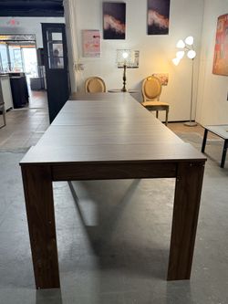 🔥Special Discount 🔥Mid Century Modern Walnut Wood 35.43 in. W Extendable Trestle Dining Table Seats 8(Brown) 💰99$