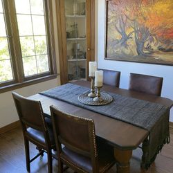 OBO Solid Wood Antique Crank Dining Table, Extendable W/2 Leaves 