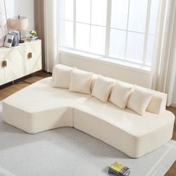 Ivory  Bouclé Curved Sectional Sofa