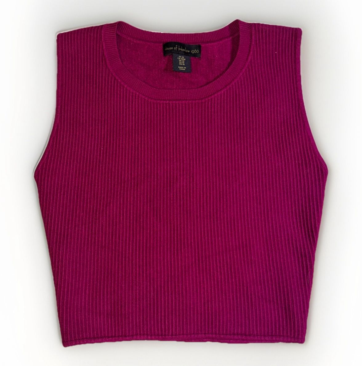 House of Harlow 1960 Luxe Essentials Magenta Sleeveless Crop Top for Women M