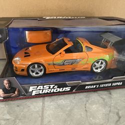 Toyota Supra Fast & Furious, 1:24 scale Diecast car.  Removable roof. Toys
