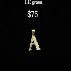 14k Letter A Pendant 