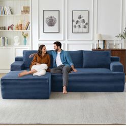 Modular Corduroy Sectional Sofa with Chaise