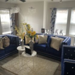 3 Piece royal Blue Sofa Set