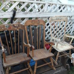 3 Antique Childs Rocking Chairs