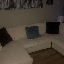 Beige  sectional couch