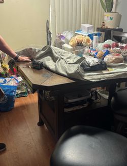 Dark wood dining table