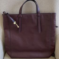Fossil Brown Leather Convertible Backpack Tote Bag Camilla 