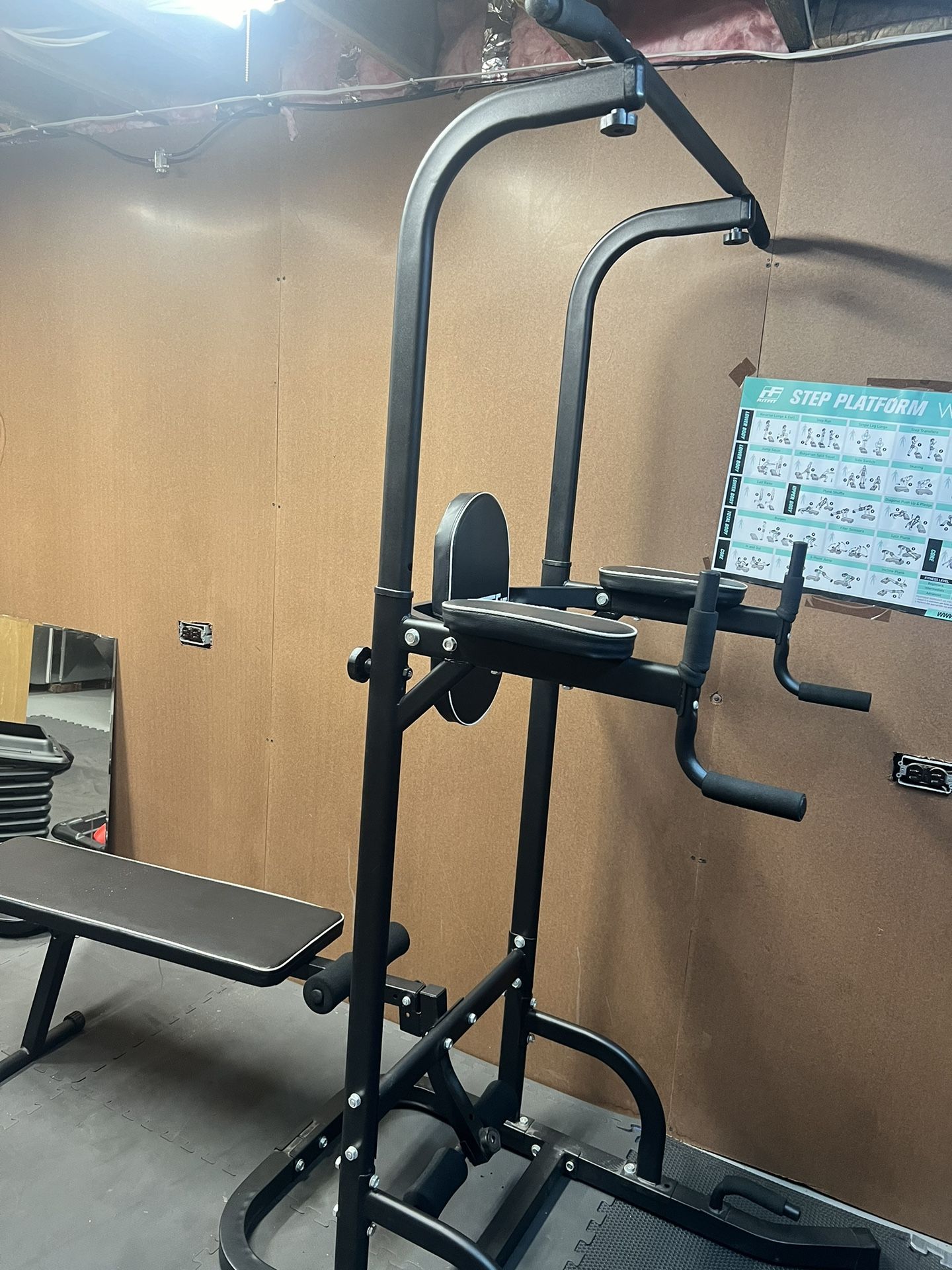 OneTwoFit Multi Function Power Tower with Sit Up Bench,Adjustable