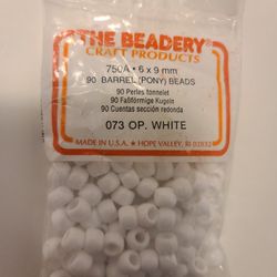 The Beadery Craft Products 90 6x9mm 750A Barrel Bead 073 OP. White (I-F3)