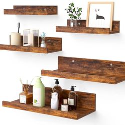 
Upsimples Home Floating Shelves for Wall Decor Storage, Wall Shelves Set of 5, Wall Mounted Wood Shelves for Bedroom, Living Room, Bathroom, Kitchen,