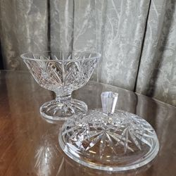 Vintage Lead Crystal Footed Lid Candy Dish