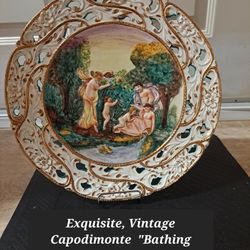 Enchanting Capodimonte "Bathing Gods" display Plate