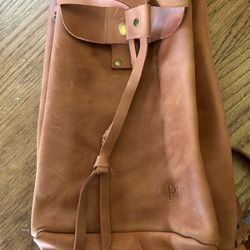 Cognac Brown Leather Backpack