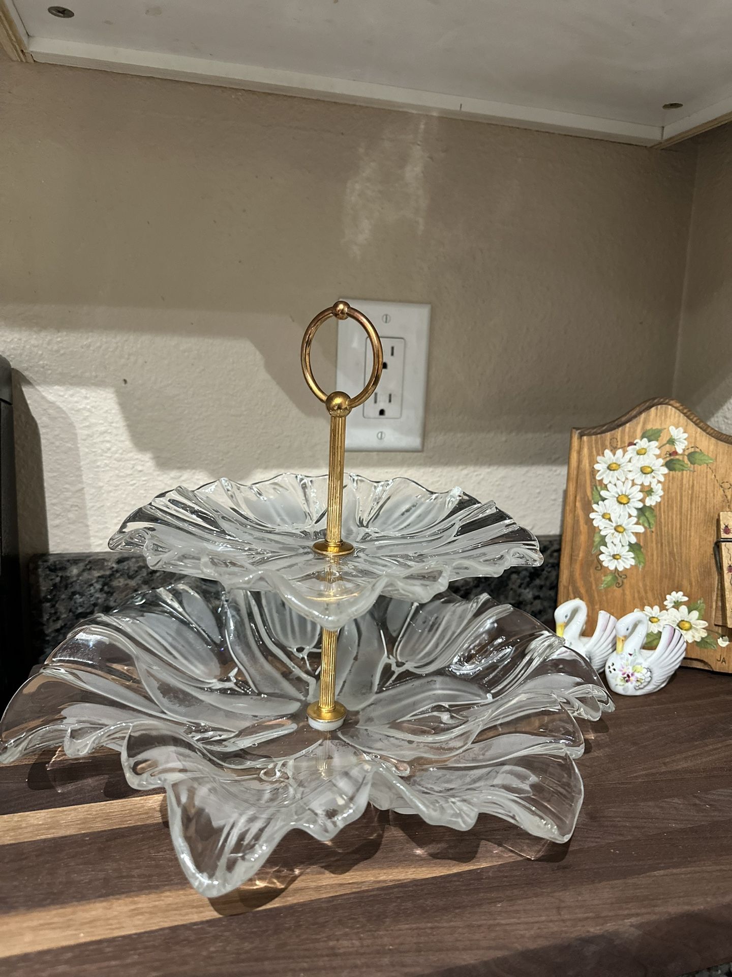 Vintage Crystal Mikasa Floral Shaped Serving Platter