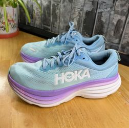 Hoka One One Bondi 8 Unisex Blue/Purple/White Mesh Low Top Lace-Up 10