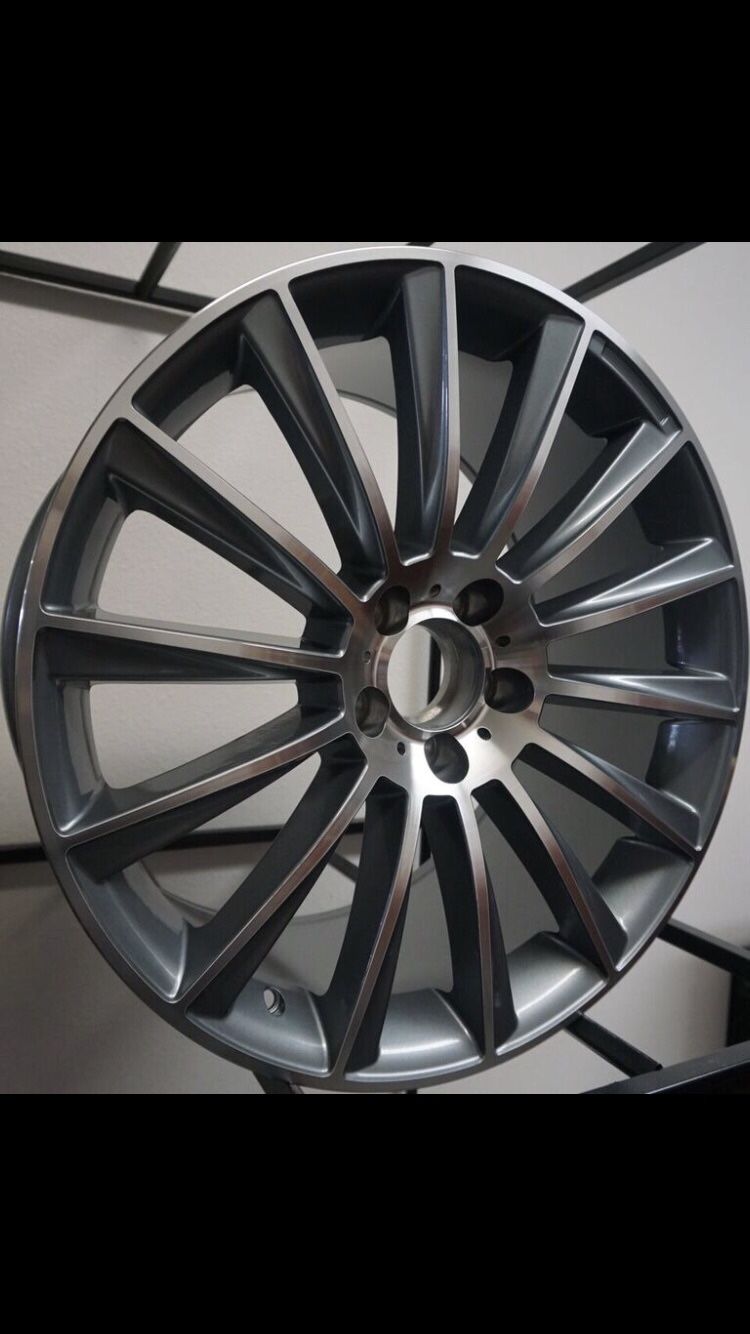 22 INCH MERCEDES BENZ AMG STYLE GUNMETAL MACHINED S AMG STYLE RIMS WHEELS FITS S430 S550 S500