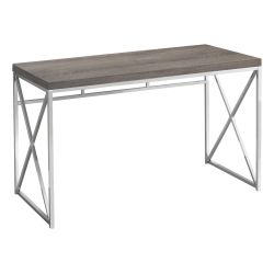 Monarch Specialties 48" Computer Desk Dark Taupe Chrome Metal