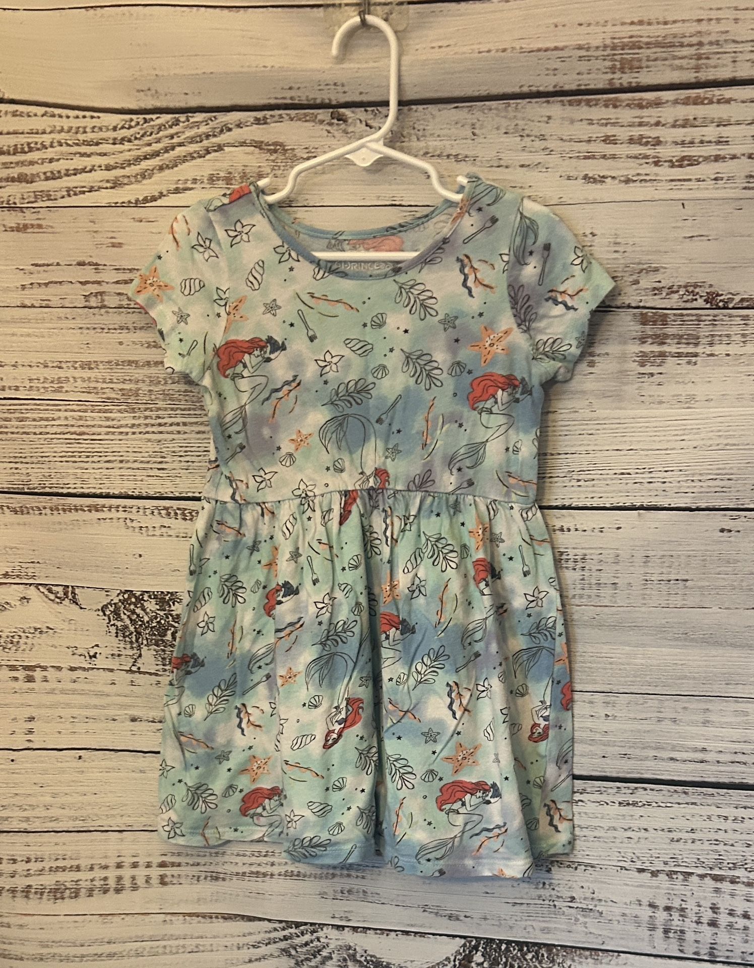 Disney Blue and Red Ariel Print Dress size XS 4/5
