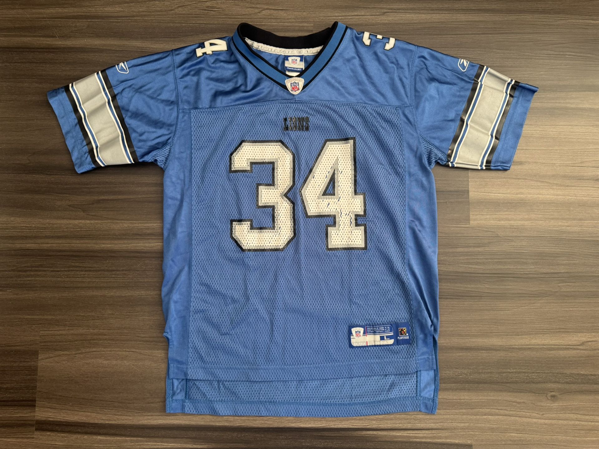 Reebok Detroit Lions Kevin Jones #34 Home Blue Jersey Youth Large