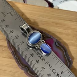 Vintage Designer Rare Blue Cat’s Eye Mexico Pendant or Enhancer  